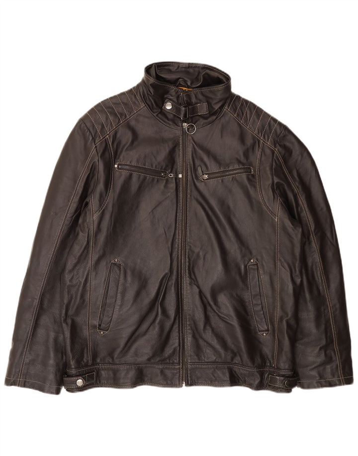 KARTEL Herren Lederjacke UK 38 Mittelbraunes Leder