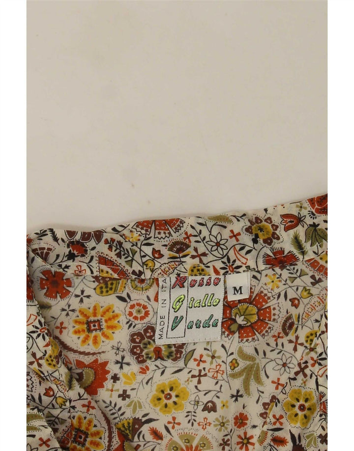 Vintage Herren Kurzarmhemd Medium Mehrfarbig geblümt