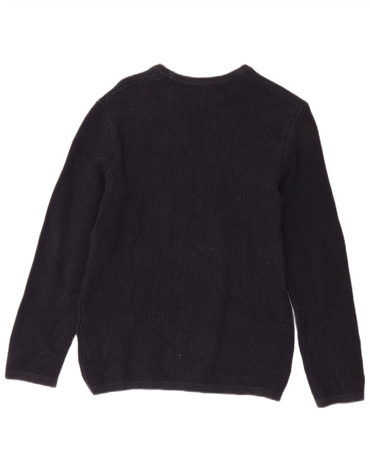 Cos Herren-Pullover mit U-Boot-Ausschnitt, Größe S, marineblaue Baumwolle