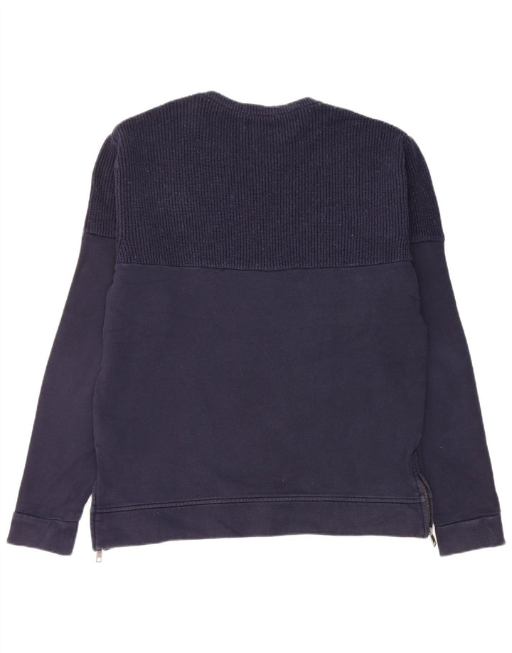 Zara Herren-Sweatshirt, Pullover, groß, marineblau, Baumwolle