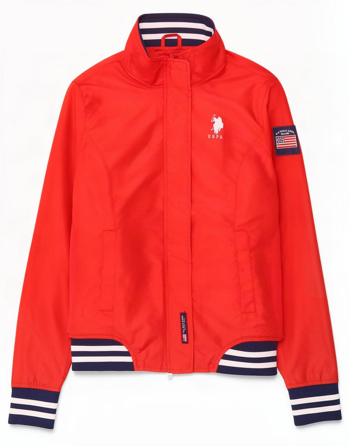 U.S. Polo Assn. Damen Bomberjacke UK 14 Mittelrotes Colourblock-Polyester