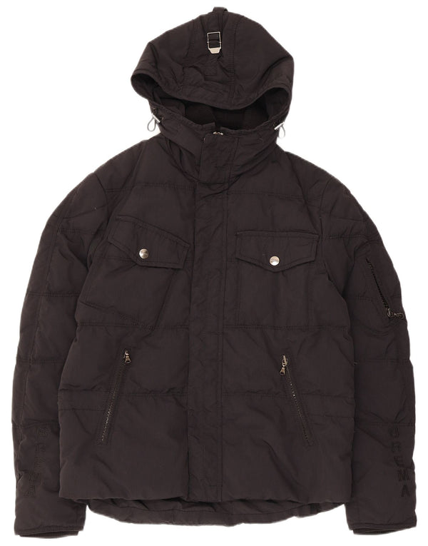 Brema wattierte Herrenjacke mit Kapuze IT 46 Small Schwarz Polyamid