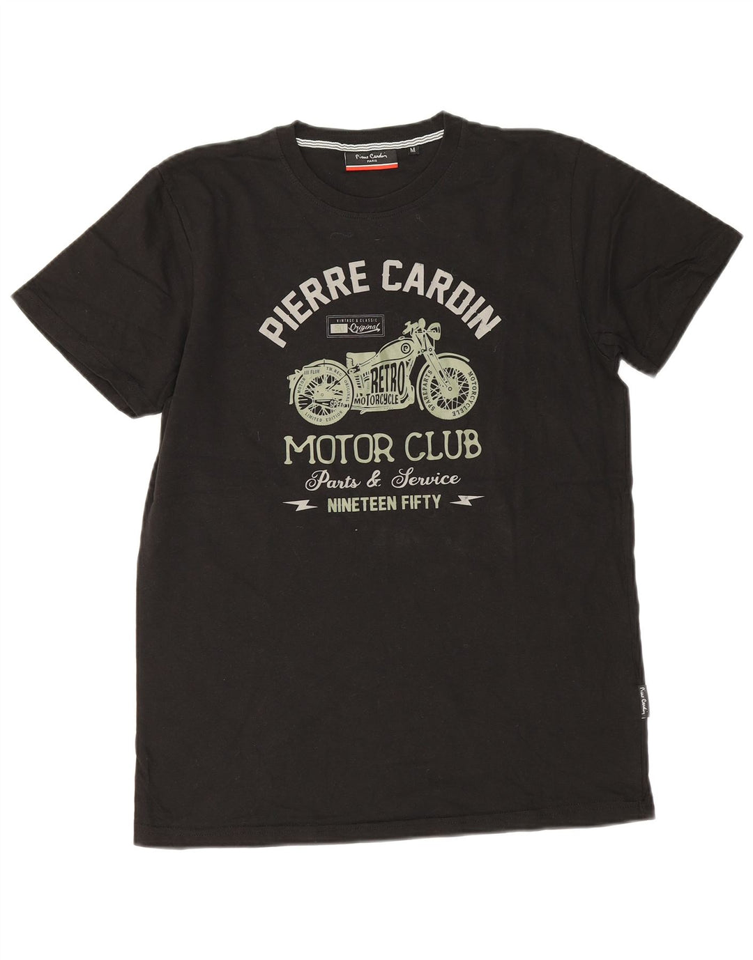 Pierre Cardin Herren Grafik-T-Shirt-Oberteil aus mittelschwarzer Baumwolle