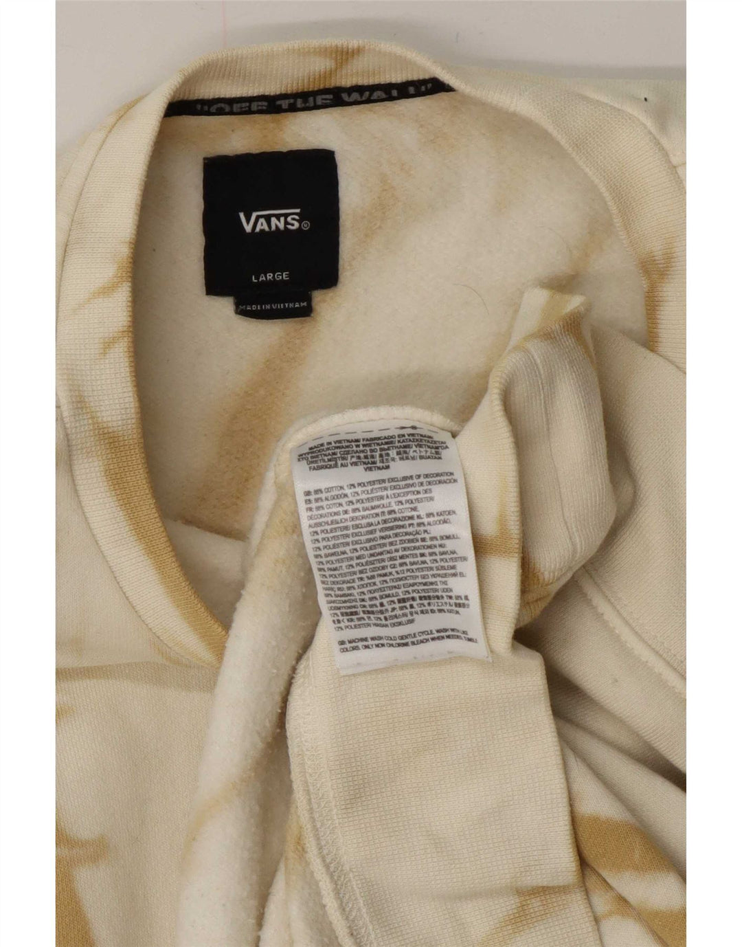 Vans Herren-Sweatshirt mit Grafik, groß, cremefarbene Batik-Baumwolle