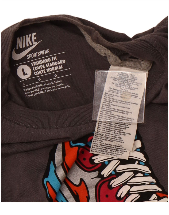 NIKE Herren-T-Shirt mit Standard-Passform, Grafik, Größe L, Grau, Baumwolle