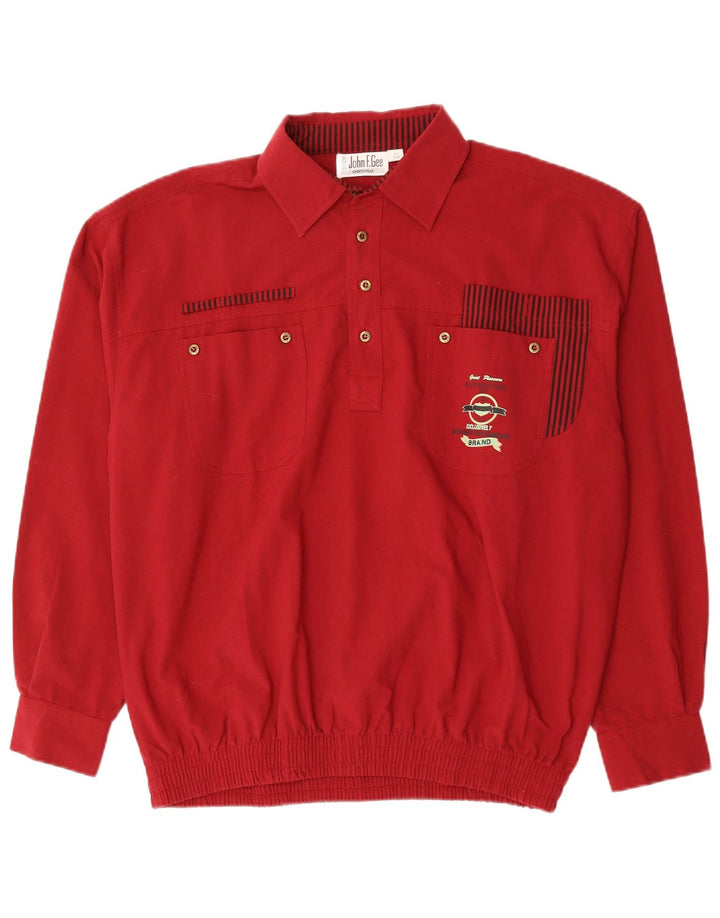 JOHN F GEE Herren-Pullover-Hemd, Größe 41/42, großes rotes Polyester