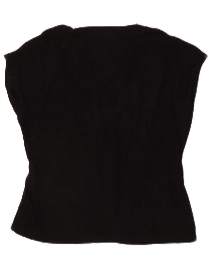 SASHA Damen Crop Bluse Top UK 12 Mittelschwarze Viskose