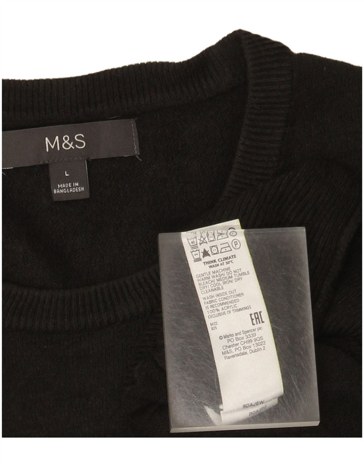 Marks & Spencer Herren-Pullover mit Rundhalsausschnitt, groß, aus schwarzem Acryl