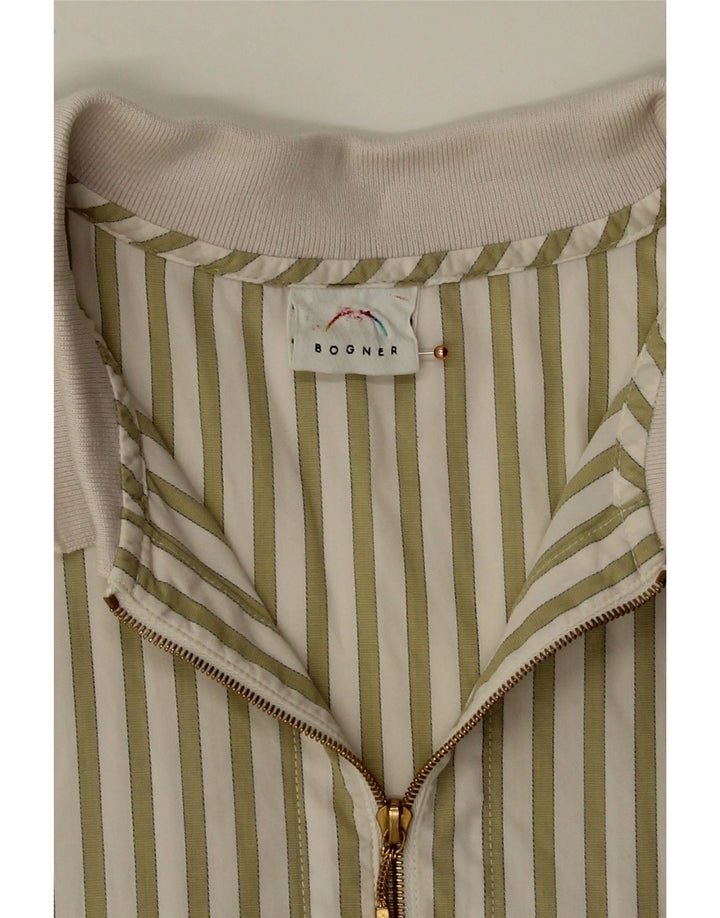 BOGNER Mens Polo Shirt UK 38 Medium Green Striped Vintage Bogner and Second-Hand Bogner from Messina Hembry 