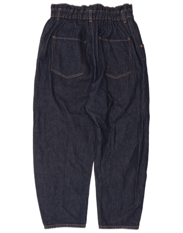 Zara Damen-Jeans mit hoher Taille, lockerer Passform, verkürzte Passform, EU 44, XL, B28, L25, Marineblau