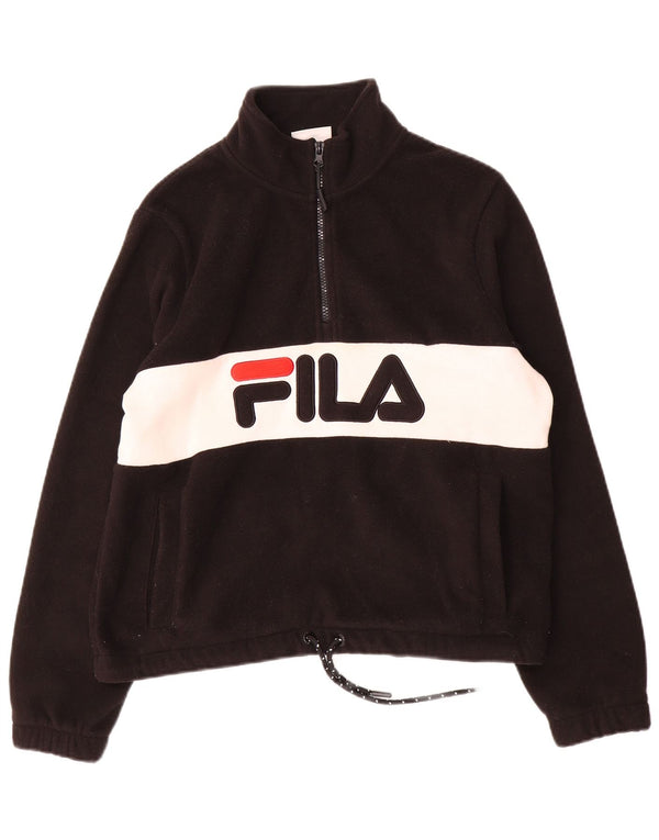Fila Damen Übergroßer Grafik-Fleecepullover, Größe S, Schwarz, Farbblock