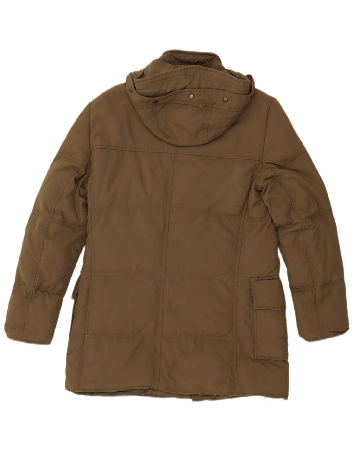 JOHN ASHFIELD Gefütterter Herrenmantel mit Kapuze, UK 36, Small, Khaki, Nylon