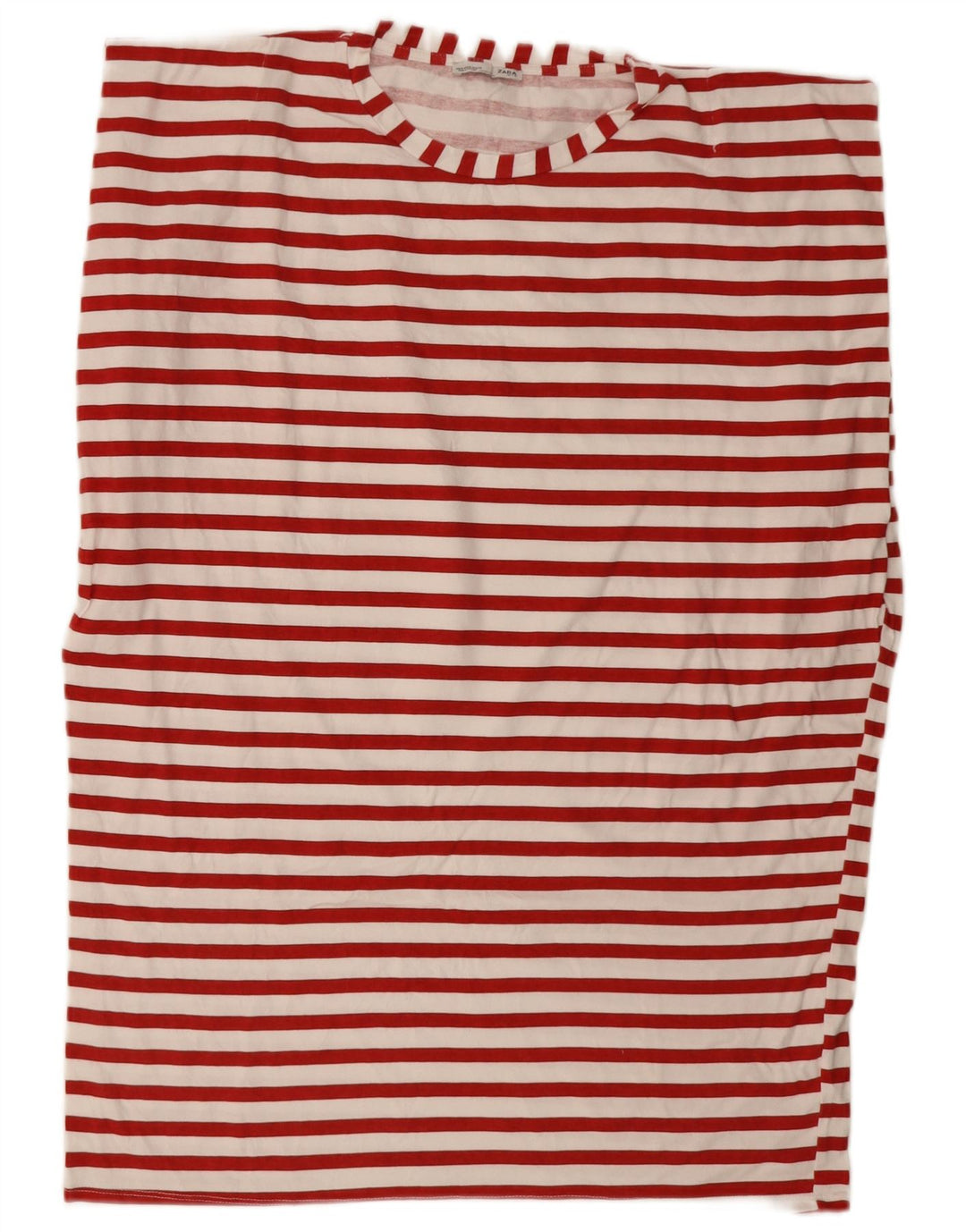 Übergroßes T-Shirt-Kleid von Zara für Damen, UK 14, mittelrot gestreift