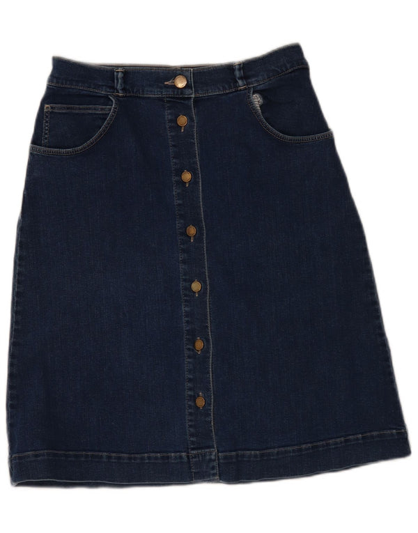 Massimo Dutti Damen Jeansrock EU 40 Medium W30 Marineblaue Baumwolle