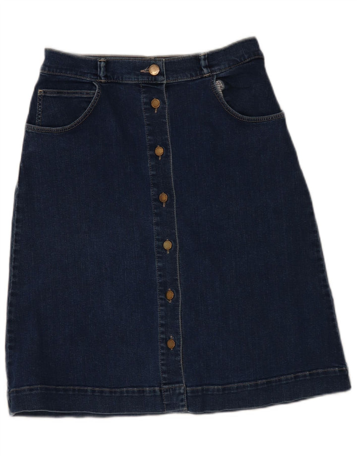 Massimo Dutti Damen Jeansrock EU 40 Medium W30 Marineblaue Baumwolle