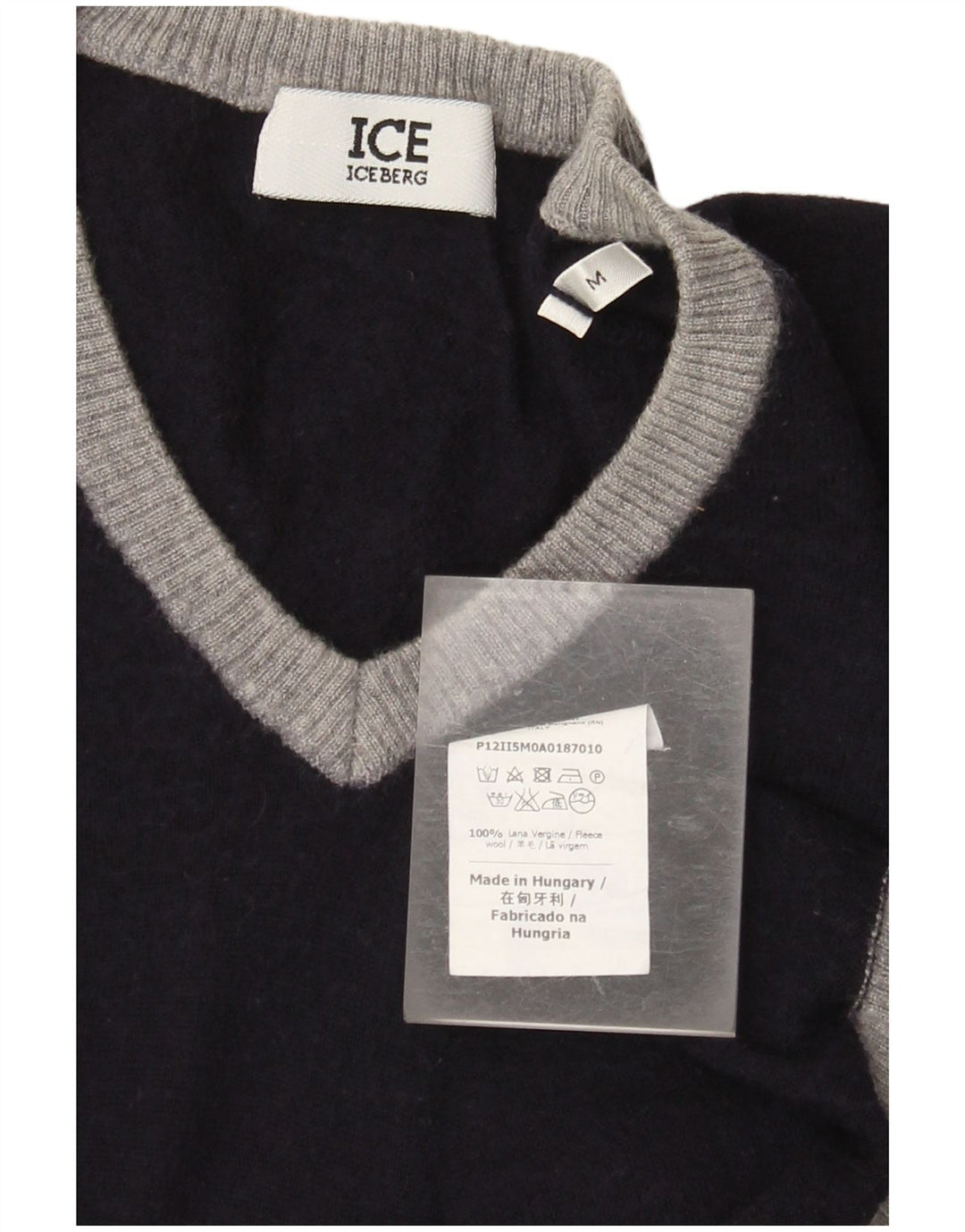 Iceberg Damen-Pullover mit V-Ausschnitt, UK 12, mittleres Marineblau, Farbblock