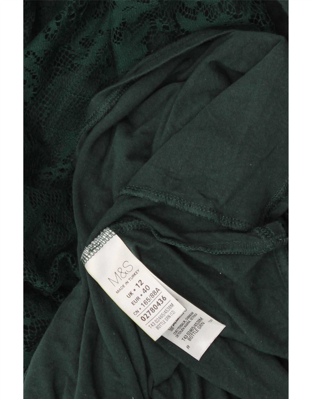Marks & Spencer Damen Top Langarm UK 12 Mittelgrüne Paisley-Viskose