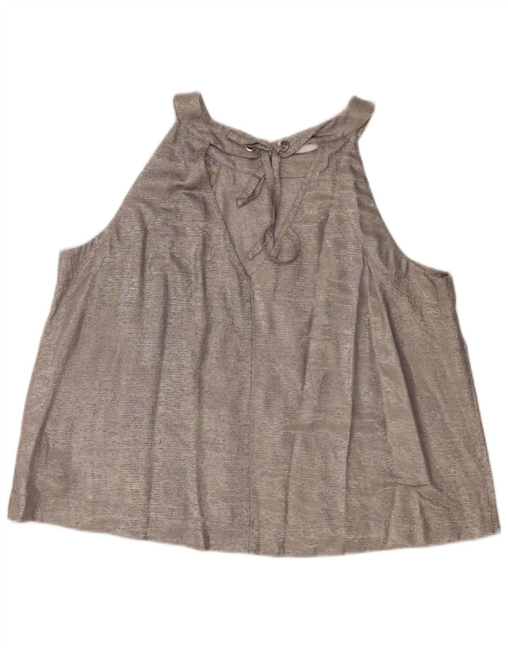 Coast Damen Crop Top UK 16 Large Silber Viskose