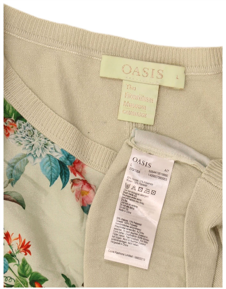OASIS Womens Blouse Top UK 16 Large Green Floral Viscose