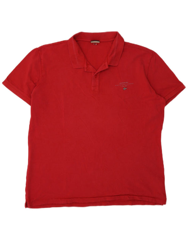 Napapijri Herren Poloshirt 3XL Rot Baumwolle