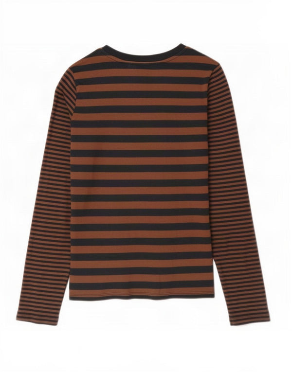 Levi's Damen Top Langarm UK 14 Mittelbraun gestreift Baumwolle