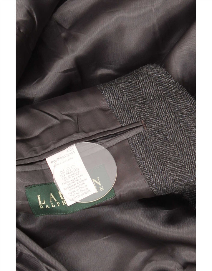 Ralph Lauren Herren-Blazer mit normaler Passform, UK 48 3XL, graues Fischgrätenmuster