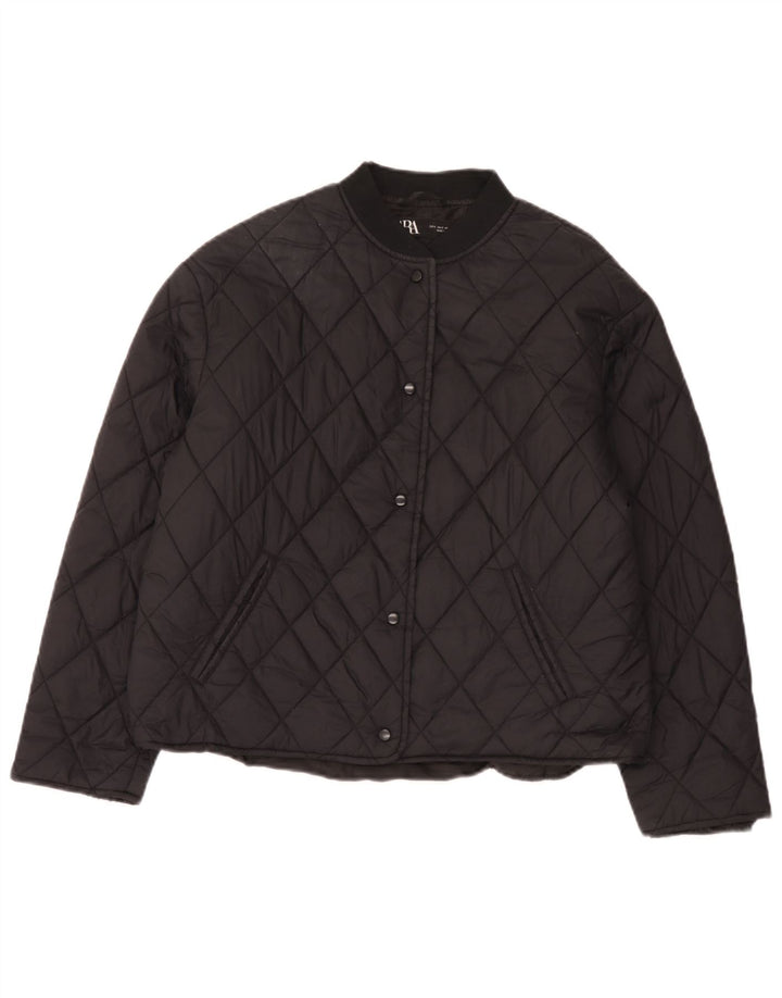 Zara Damen Übergroße Steppjacke UK 10 Small Schwarz