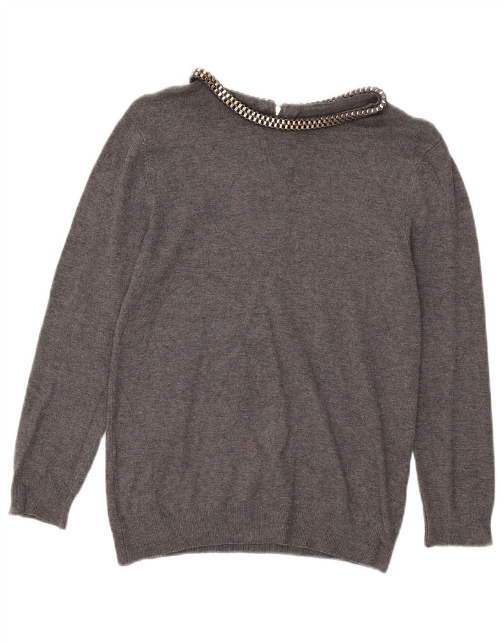 Zara Damen-Pullover mit U-Boot-Ausschnitt, Gr. 10, Größe S, Grau