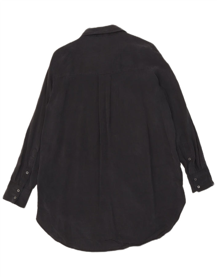 ZARA Damen Hemdkleid UK 14 Medium Schwarz Modal