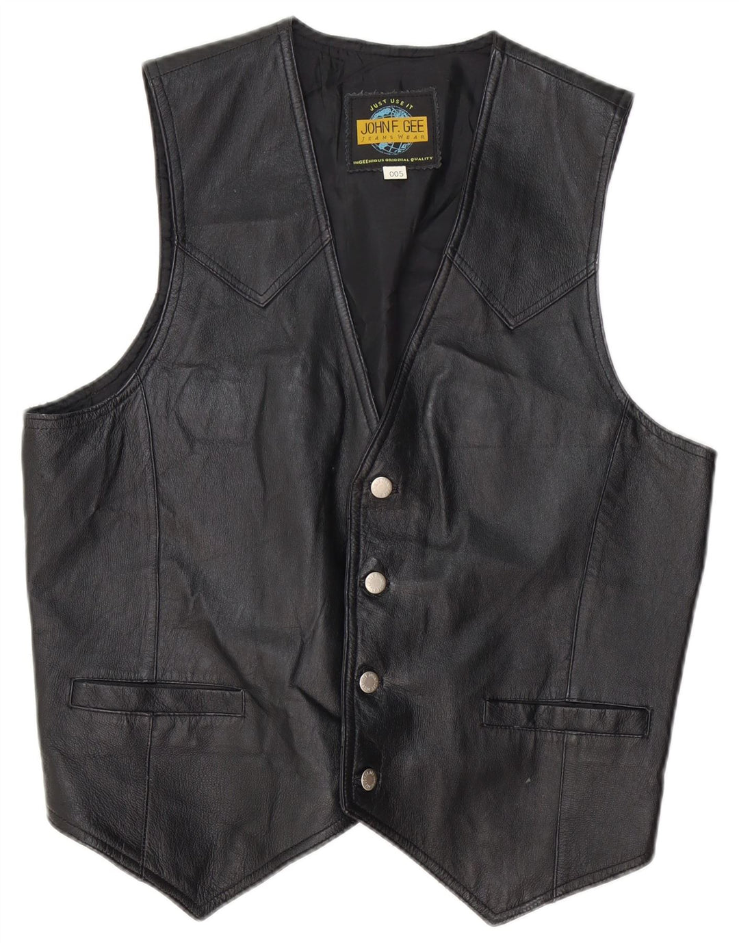 John F. Gee Herren Lederweste Mittelschwarzes Leder