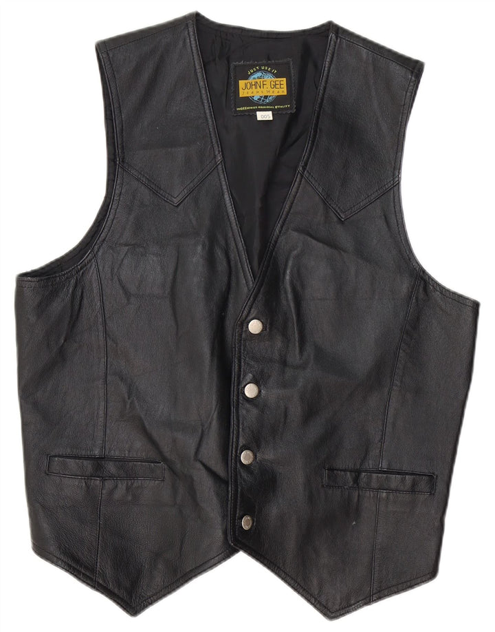 John F. Gee Herren Lederweste Mittelschwarzes Leder