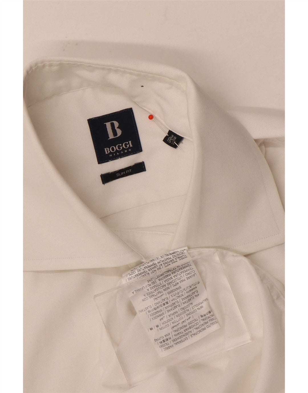 Boggi Herren Slim Fit Hemd Größe 39 15 1/2 Mittelweiße Baumwolle