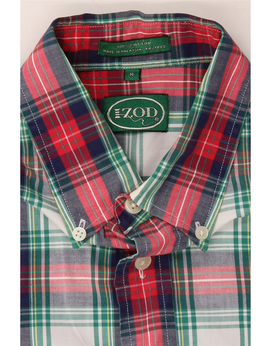 IZOD Mens Flannel Shirt Medium Red Check Cotton Vintage Izod and Second-Hand Izod from Messina Hembry 