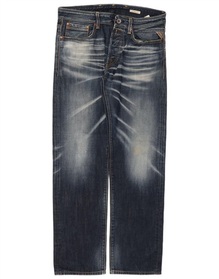 Replay Herren Lenaldo Straight Jeans W33 L32 Blau