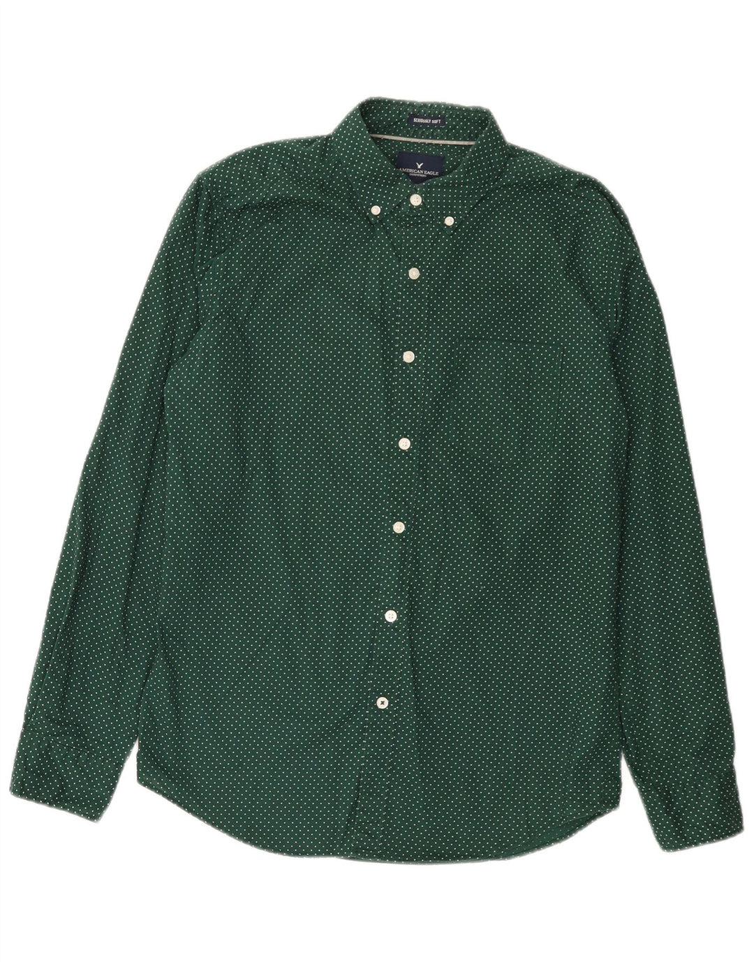 American Eagle Herren-Hemd mit klassischer Passform, klein, grün gefleckte Baumwolle