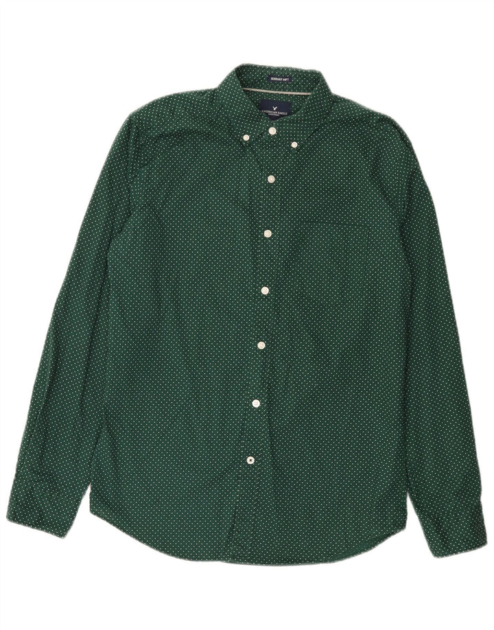 American Eagle Herren-Hemd mit klassischer Passform, klein, grün gefleckte Baumwolle