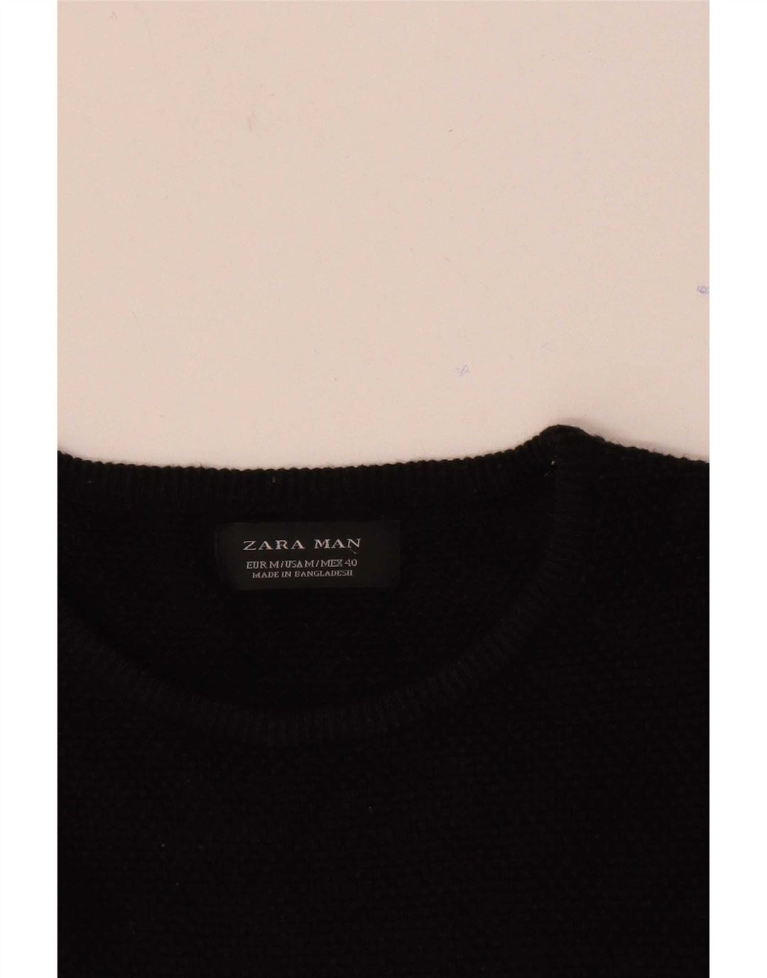 Zara Herren-Pullover mit Rundhalsausschnitt, Mittelschwarz