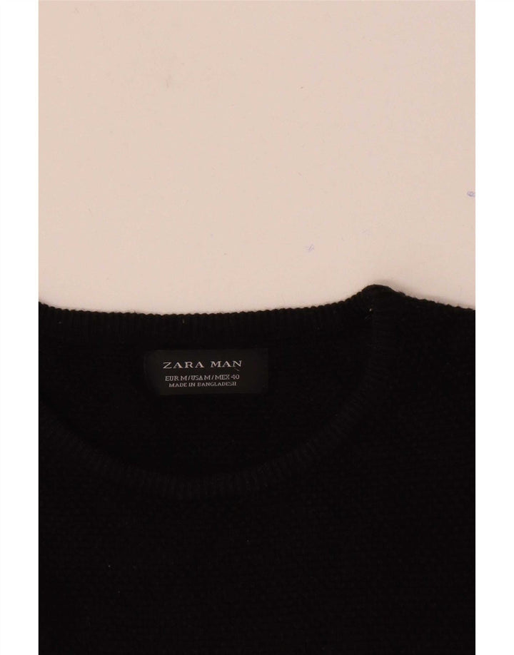 Zara Herren-Pullover mit Rundhalsausschnitt, Mittelschwarz