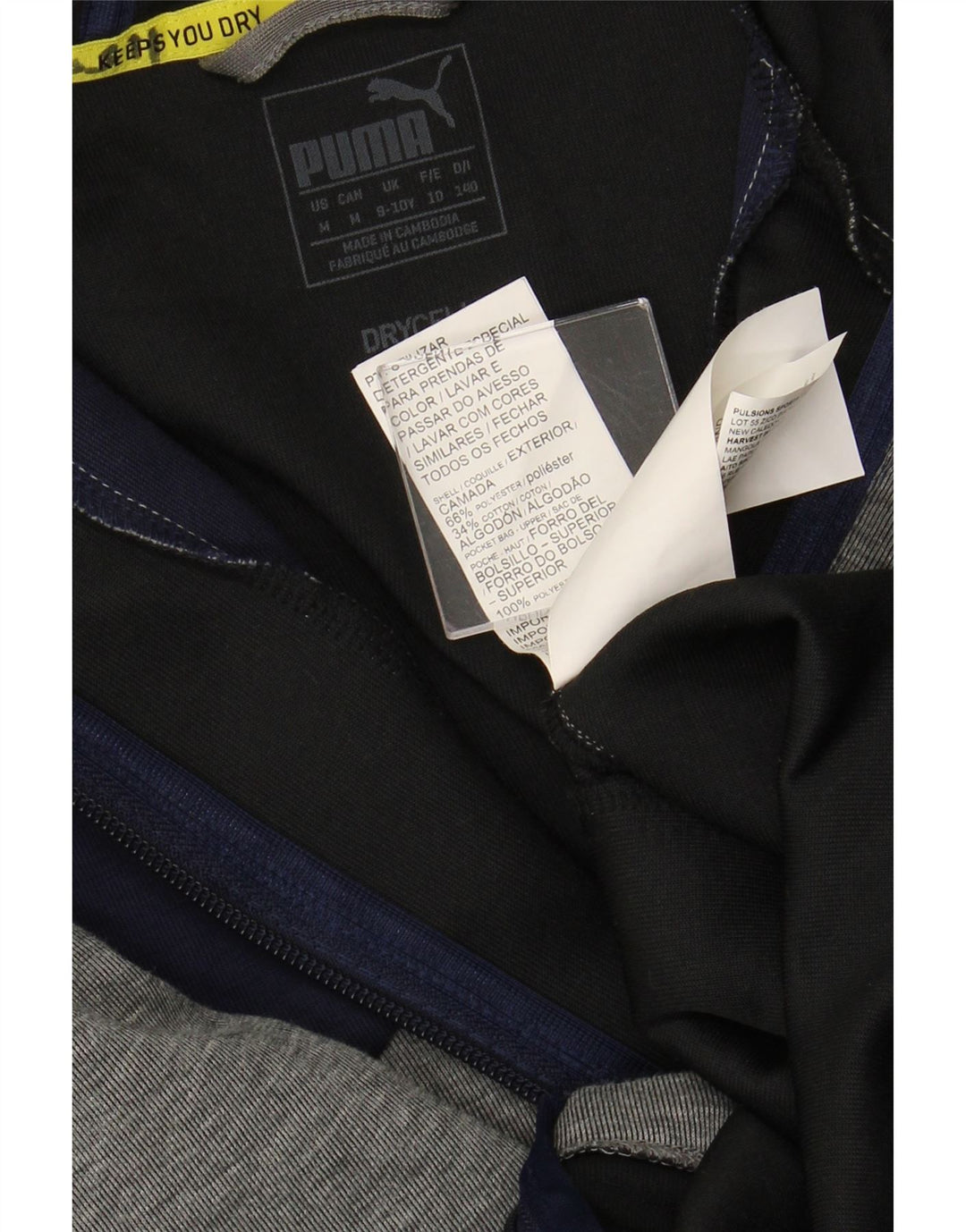 PUMA Jungen-Kapuzenpullover mit grafischem Reißverschluss, 9–10 Jahre, graues Farbblock-Polyester