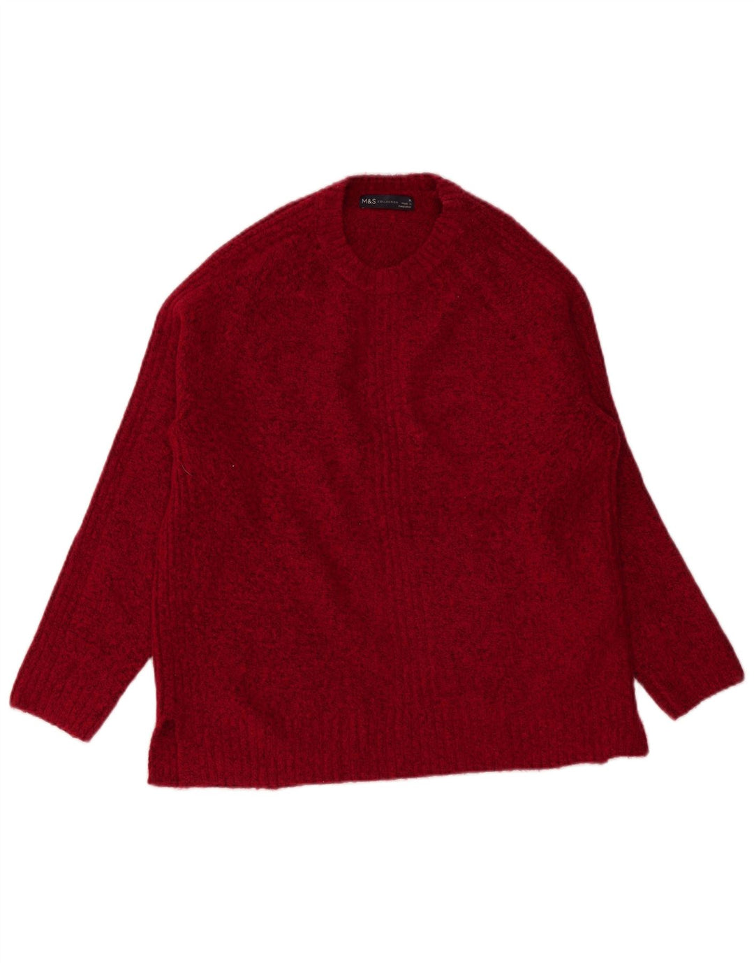 Marks & Spencer Damen-Pullover mit Rundhalsausschnitt, Gr. 14, mittleres Burgunderrot