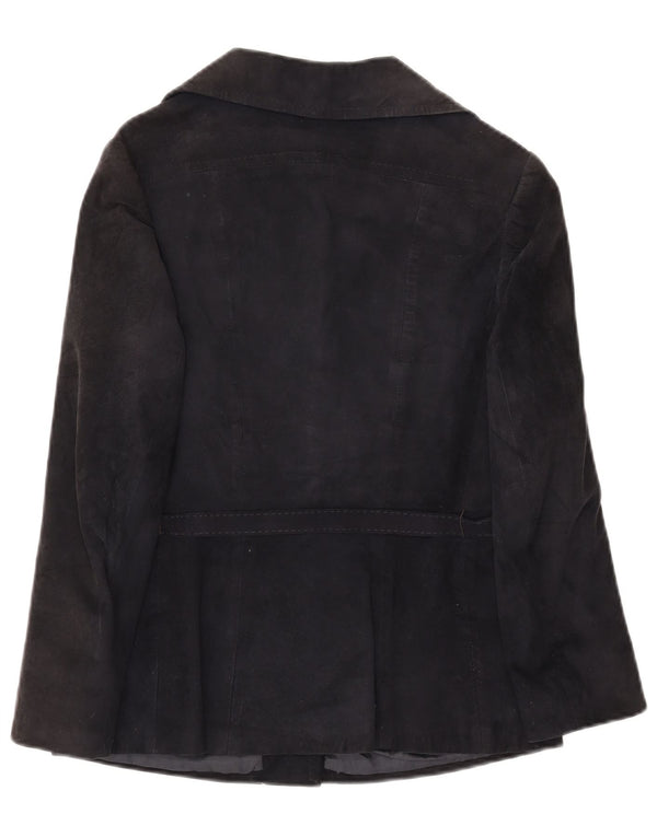 Vintage Damen Wildlederjacke IT 46 Large Marineblau