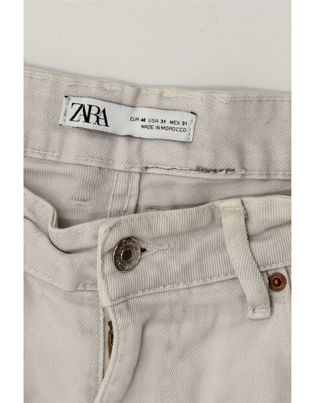 Zara Herren Jeansshorts EU 40 Medium W30 Beige Baumwolle