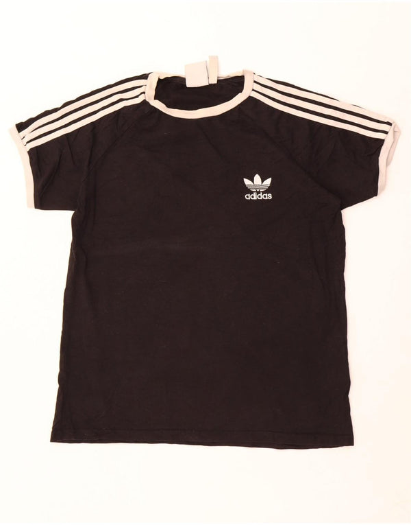 Adidas Damen T-Shirt Top UK 14 Medium Schwarz Colourblock