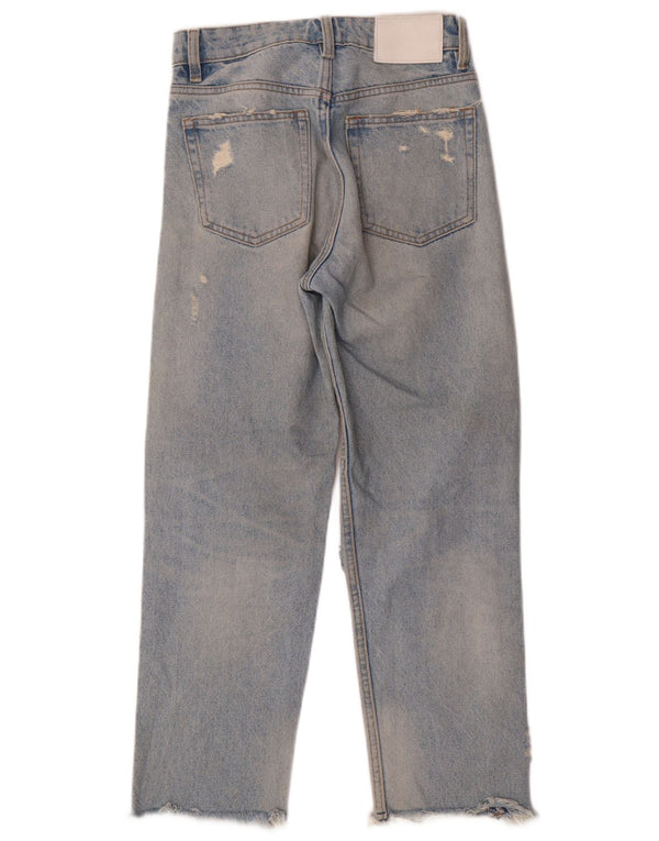 Zara Damen Distressed Straight Jeans EU 32 2XS W22 L25 Blaue Baumwolle