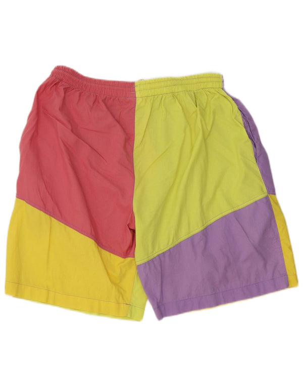 Vintage Herren Graphic Casual Shorts XL W38 Mehrfarbige Colourblock-Baumwolle