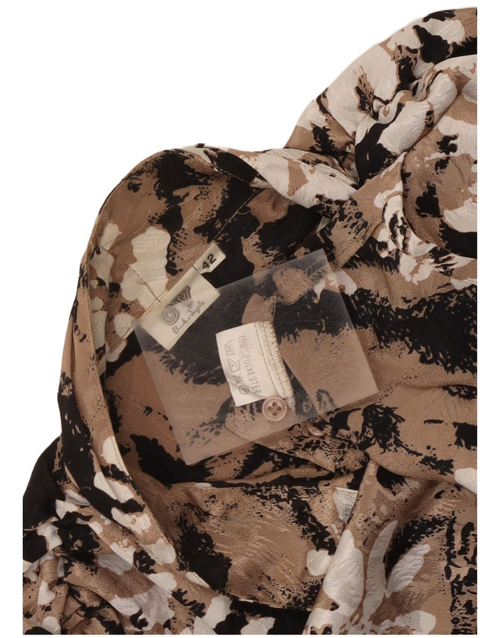 Charles Vogele Damen-Hemdbluse, EU 42, groß, beige, florales Polyester