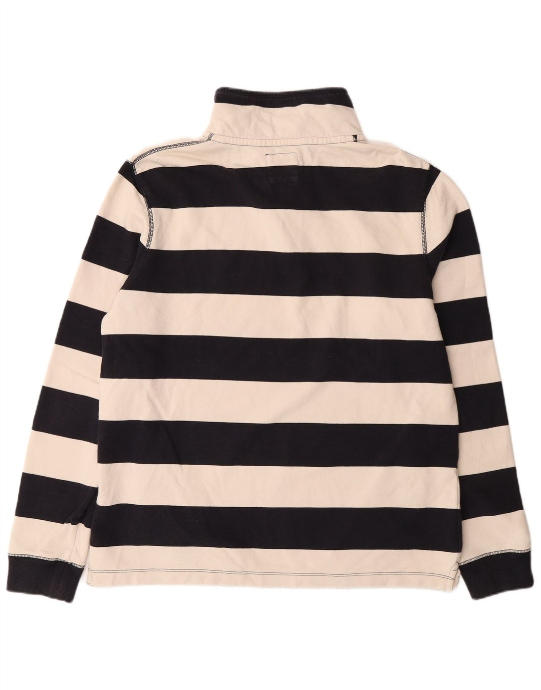 FAT FACE Herren-Sweatshirt mit Knopfkragen, mittleres Marineblau gestreift