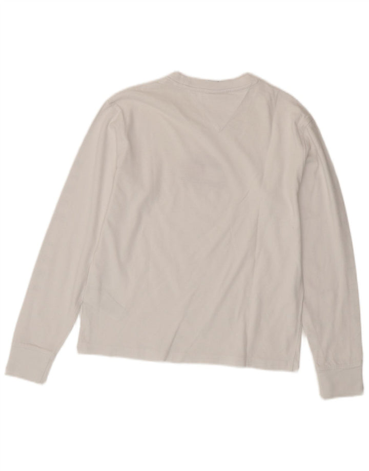TOMMY HILFIGER Damen Grafik T-Shirt Top UK 10 Small Weiße Baumwolle