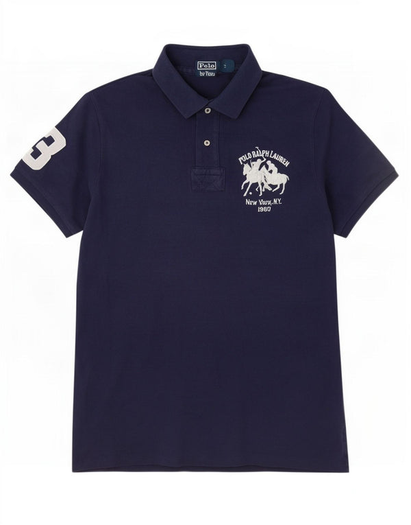Polo Ralph Lauren Mens Graphic Custom Fit Shirt XL Navy Blue Cotton