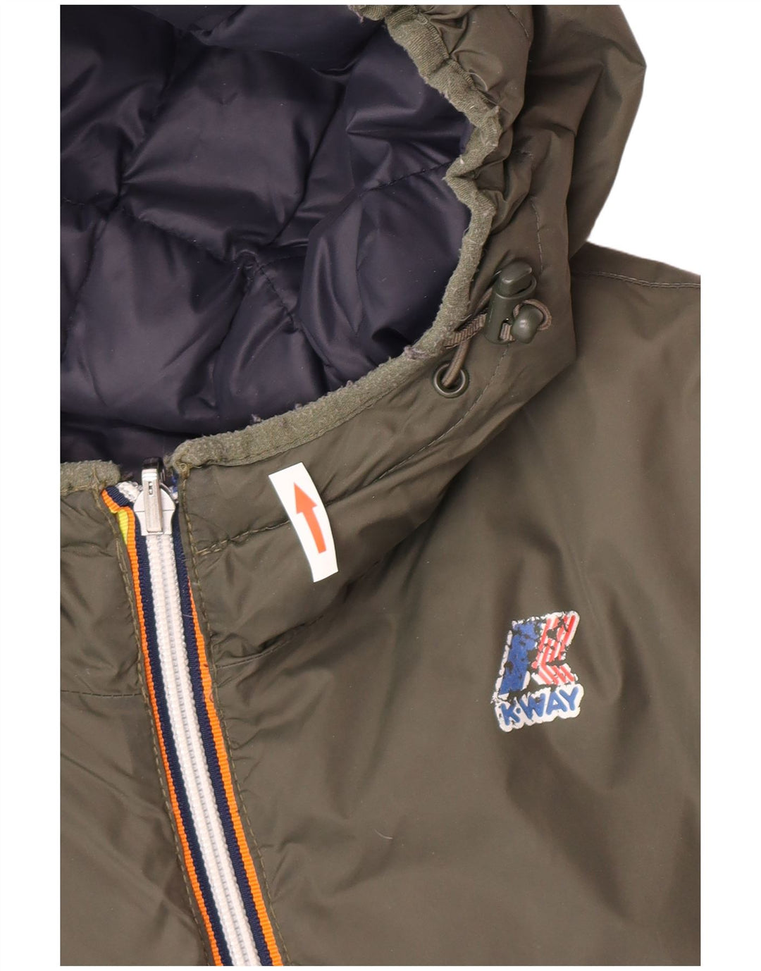 K-Way Herren Kapuzenjacke, wendbar, wattiert, UK 38, mittelgrün, Polyamid